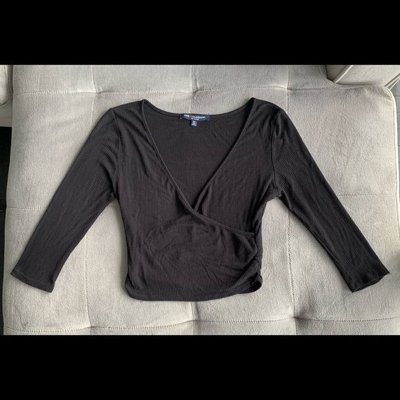 3 For $20 ONE CLOTHING Ribbed Crossover Wrap Style Shirt - Picture 2 of 4